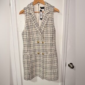 NWT! ALICE & OLIVIA sleeveless tweed blazer dress w a hint of sparkle, size 12